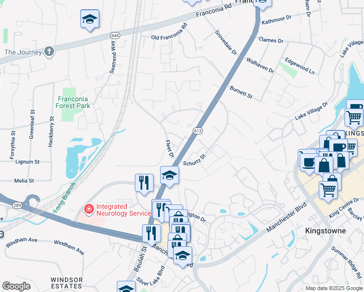 map of restaurants, bars, coffee shops, grocery stores, and more near 6236 Summit Point Court in Alexandria
