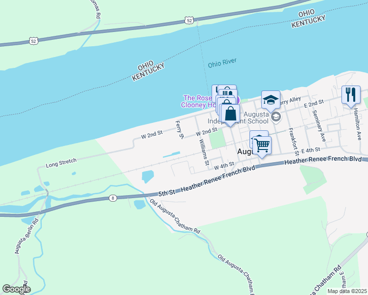 map of restaurants, bars, coffee shops, grocery stores, and more near Ferry Street in Augusta