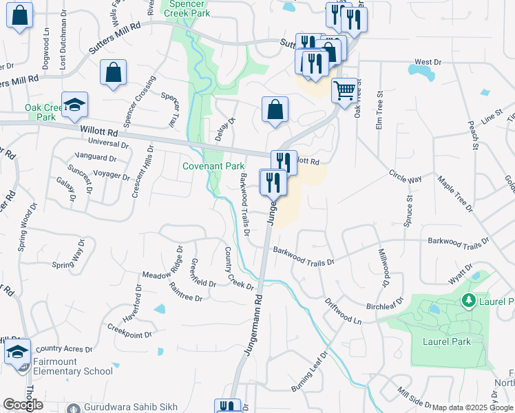map of restaurants, bars, coffee shops, grocery stores, and more near 5 Fernridge Dr in St Peters