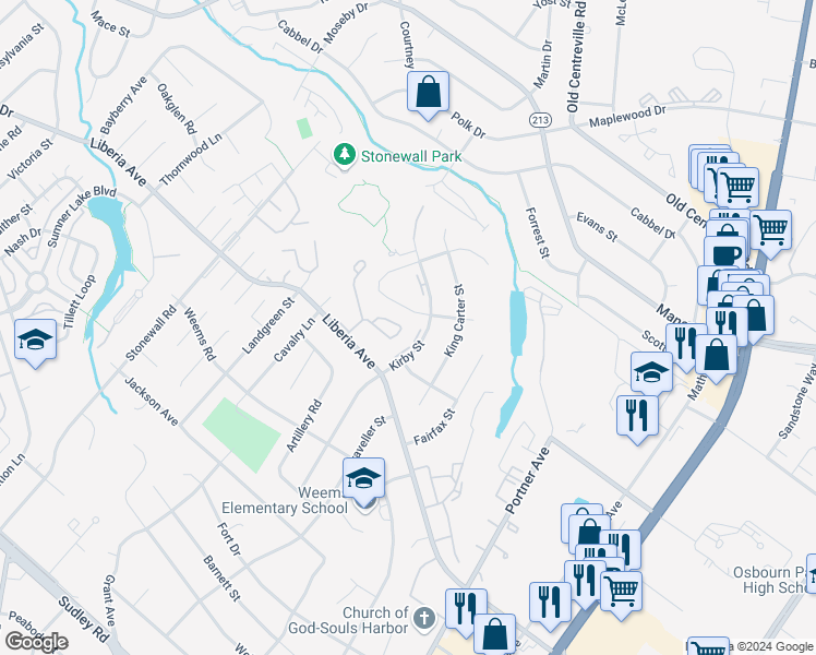 map of restaurants, bars, coffee shops, grocery stores, and more near 8957 Cannon Ridge Drive in Manassas