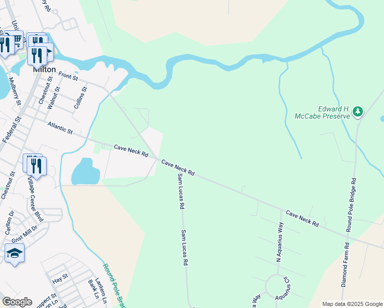 map of restaurants, bars, coffee shops, grocery stores, and more near 557 Acton Lane in Milton