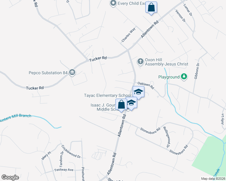 map of restaurants, bars, coffee shops, grocery stores, and more near 3203 Dalewood Road in Fort Washington