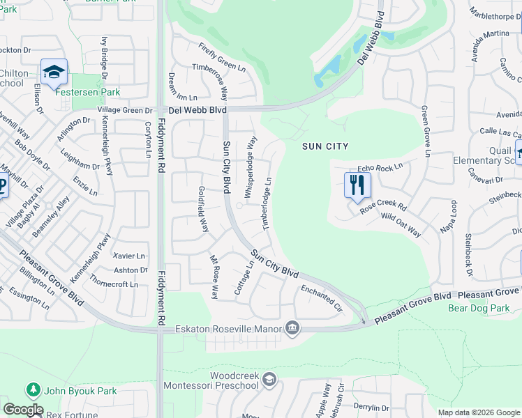 map of restaurants, bars, coffee shops, grocery stores, and more near 4105 Hearthstone Lane in Roseville