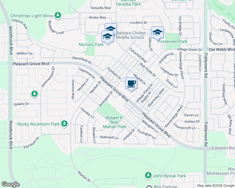 map of restaurants, bars, coffee shops, grocery stores, and more near 1024 Saltmill Place in Roseville