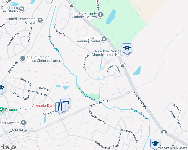 map of restaurants, bars, coffee shops, grocery stores, and more near 8523 Preakness Place in Gainesville