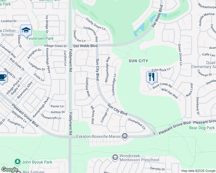 map of restaurants, bars, coffee shops, grocery stores, and more near 4105 Hearthstone Lane in Roseville