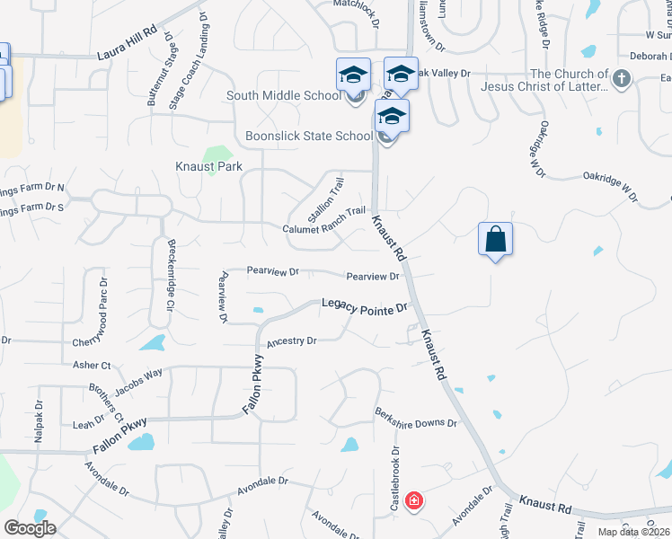 map of restaurants, bars, coffee shops, grocery stores, and more near 1023 Pearview Drive in St. Peters