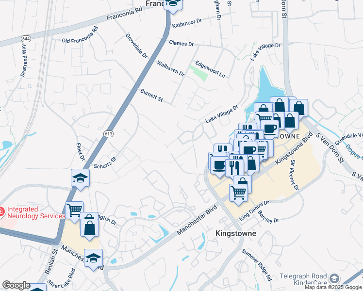 map of restaurants, bars, coffee shops, grocery stores, and more near 6017 Keble Drive in Alexandria