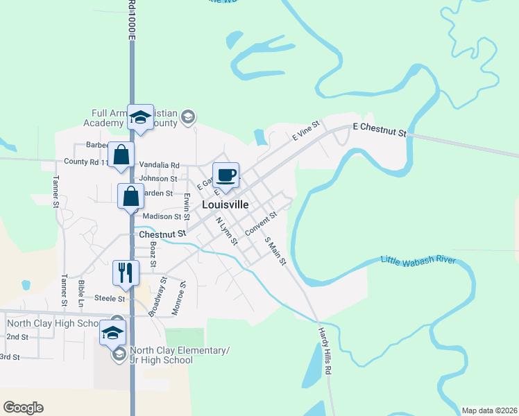 map of restaurants, bars, coffee shops, grocery stores, and more near 214 Illinois Street in Louisville