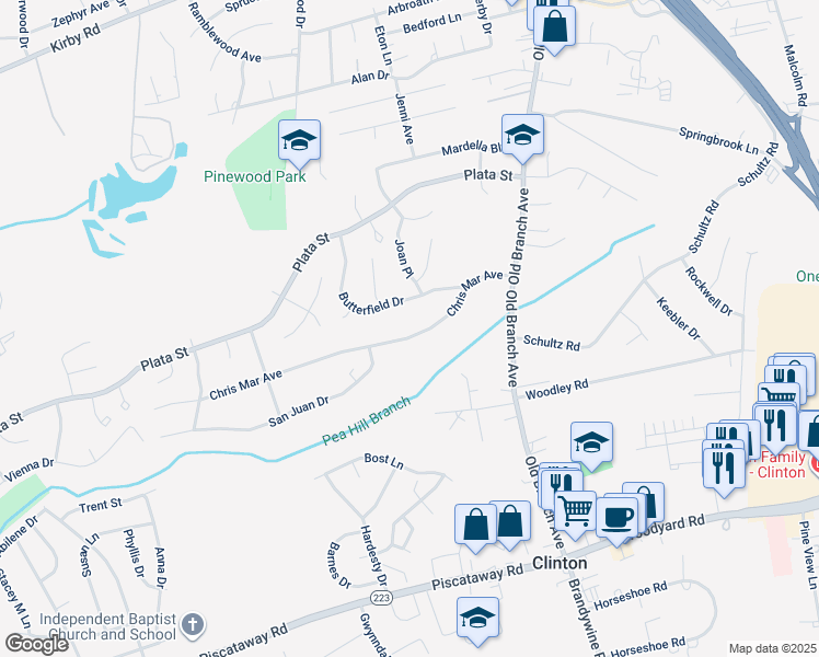 map of restaurants, bars, coffee shops, grocery stores, and more near 5916 Chris Mar Avenue in Clinton