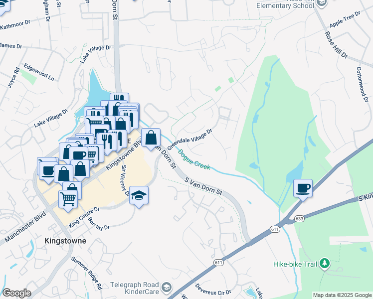 map of restaurants, bars, coffee shops, grocery stores, and more near 5497 Clonmel Court in Alexandria