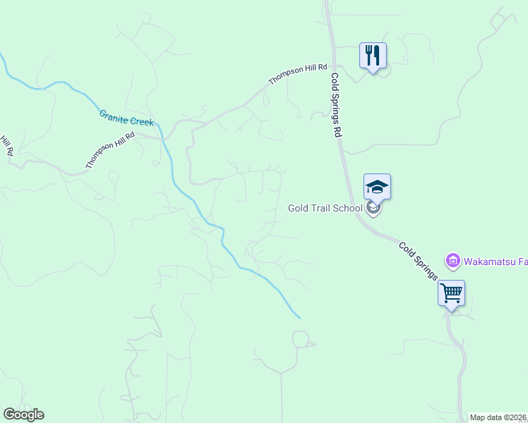 map of restaurants, bars, coffee shops, grocery stores, and more near 1206 Los Robles Road in Placerville