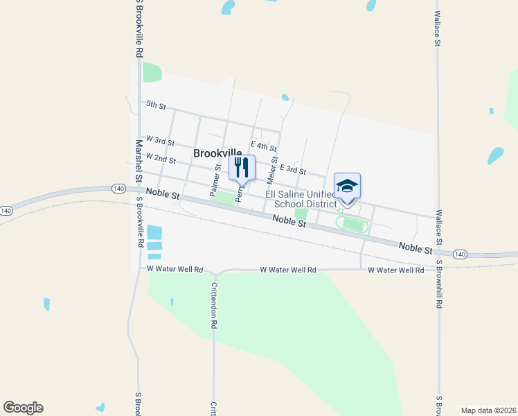 map of restaurants, bars, coffee shops, grocery stores, and more near Noble Street in Brookville
