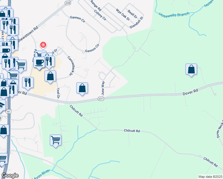 map of restaurants, bars, coffee shops, grocery stores, and more near 29695 Lakeview Court in Easton