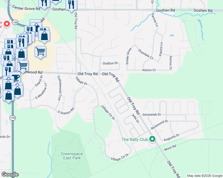 map of restaurants, bars, coffee shops, grocery stores, and more near 17 Jason Drive in Glen Carbon