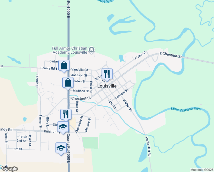 map of restaurants, bars, coffee shops, grocery stores, and more near in Louisville