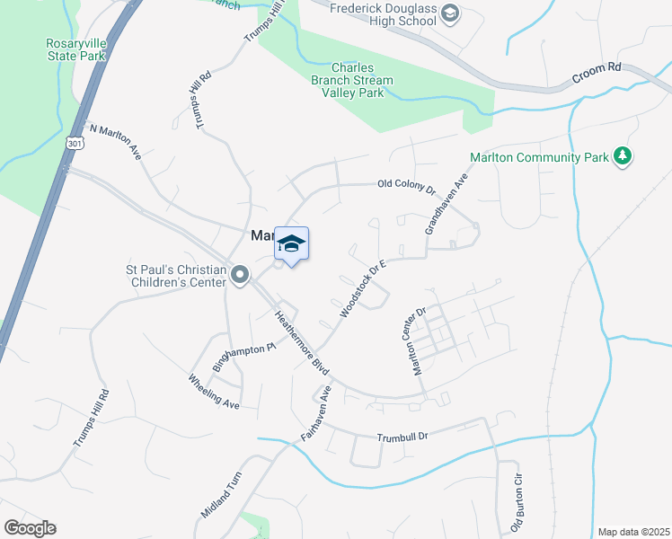 map of restaurants, bars, coffee shops, grocery stores, and more near 12602 Wrightwood Court in Upper Marlboro