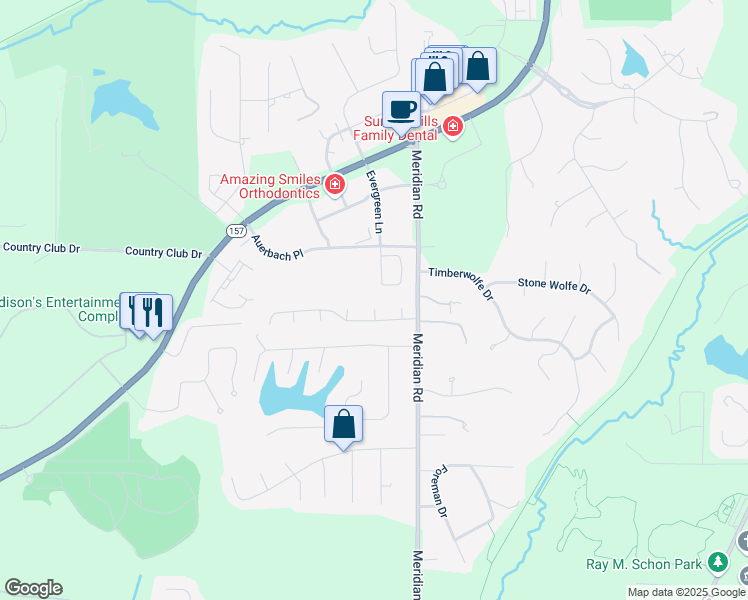 map of restaurants, bars, coffee shops, grocery stores, and more near 8 Brandea Court in Glen Carbon