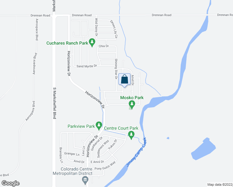 map of restaurants, bars, coffee shops, grocery stores, and more near 9359 Peaceful Meadow Street in Colorado Springs