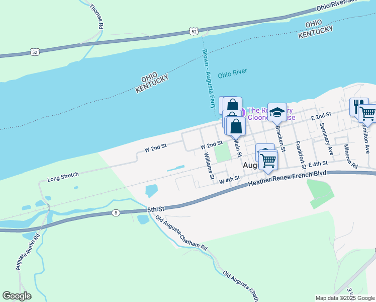 map of restaurants, bars, coffee shops, grocery stores, and more near Ferry Street in Augusta