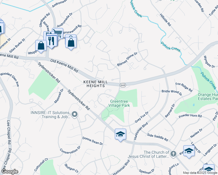 map of restaurants, bars, coffee shops, grocery stores, and more near 9018 Fox Grape Lane in Springfield