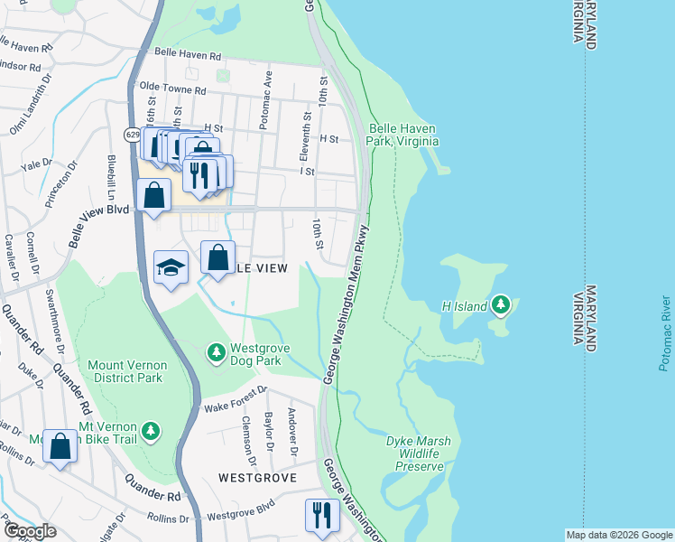 map of restaurants, bars, coffee shops, grocery stores, and more near 101 Independence Avenue Southeast in Washington