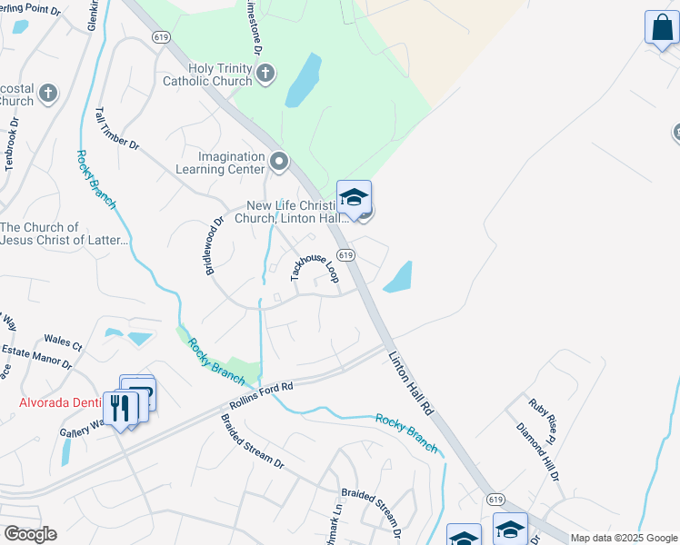 map of restaurants, bars, coffee shops, grocery stores, and more near 8420 Tackhouse Loop in Gainesville