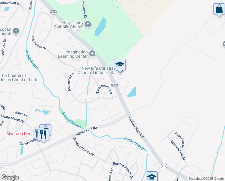 map of restaurants, bars, coffee shops, grocery stores, and more near 8420 Tackhouse Loop in Gainesville