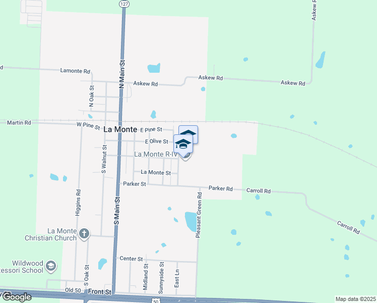 map of restaurants, bars, coffee shops, grocery stores, and more near 201 South Washington Street in La Monte