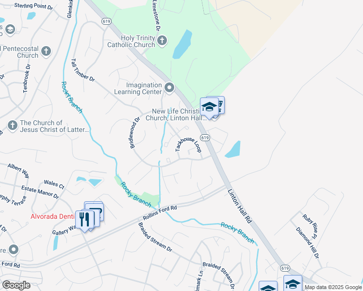 map of restaurants, bars, coffee shops, grocery stores, and more near 8483 Tackhouse Loop in Gainesville