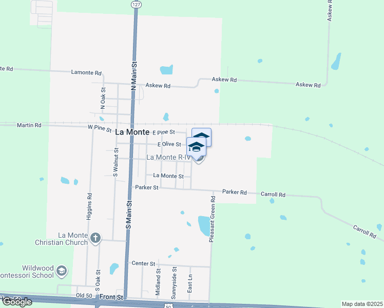 map of restaurants, bars, coffee shops, grocery stores, and more near 201 South Washington Street in La Monte