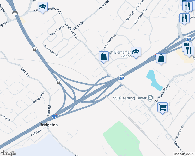 map of restaurants, bars, coffee shops, grocery stores, and more near 4845 Heritage Heights Circle in Hazelwood