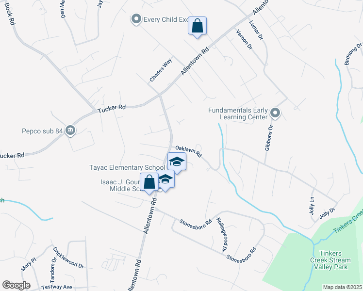 map of restaurants, bars, coffee shops, grocery stores, and more near 3306 Oaklawn Road in Fort Washington