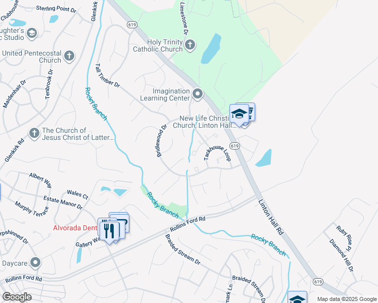 map of restaurants, bars, coffee shops, grocery stores, and more near 13660 Shire Place in Gainesville