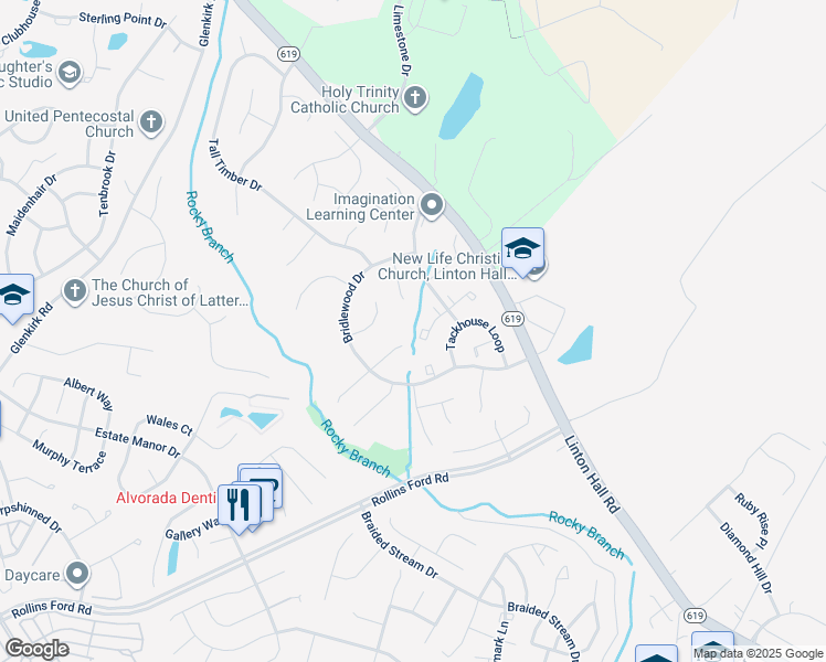 map of restaurants, bars, coffee shops, grocery stores, and more near 13660 Shire Place in Gainesville