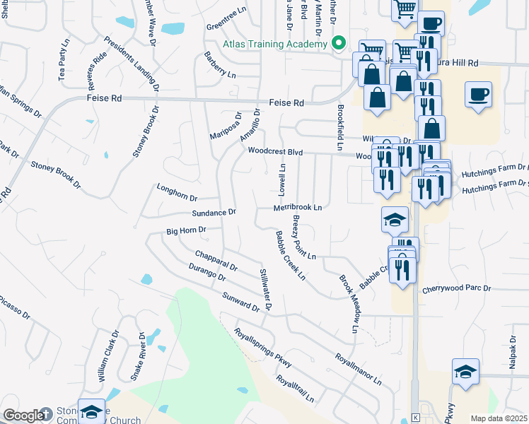 map of restaurants, bars, coffee shops, grocery stores, and more near 518 Merribrook Lane in O'Fallon