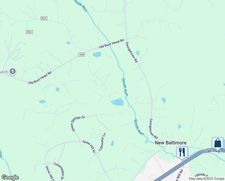 map of restaurants, bars, coffee shops, grocery stores, and more near 5650 Lower Mill Court in Broad Run