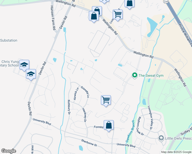 map of restaurants, bars, coffee shops, grocery stores, and more near 12096 Hartwood Meadow Pl in Bristow