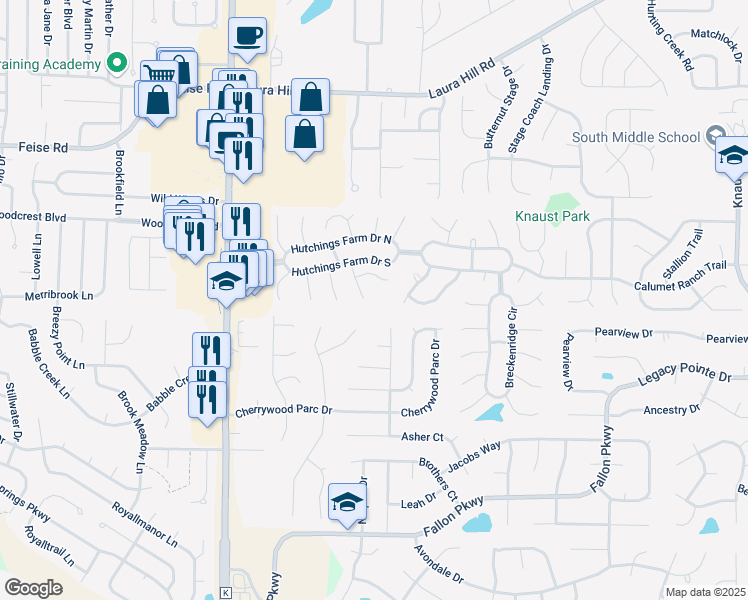 map of restaurants, bars, coffee shops, grocery stores, and more near 10 Chastain Court in O'Fallon