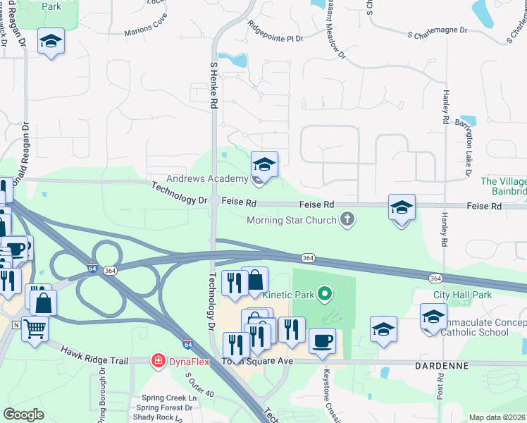 map of restaurants, bars, coffee shops, grocery stores, and more near 329 Stonewall Creek Drive in Dardenne Prairie