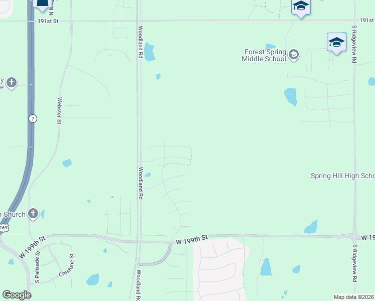 map of restaurants, bars, coffee shops, grocery stores, and more near 7401 West 135th Street in Spring Hill