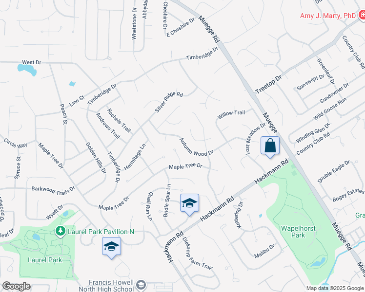 map of restaurants, bars, coffee shops, grocery stores, and more near 2115 Autumn Wood Drive in Saint Charles