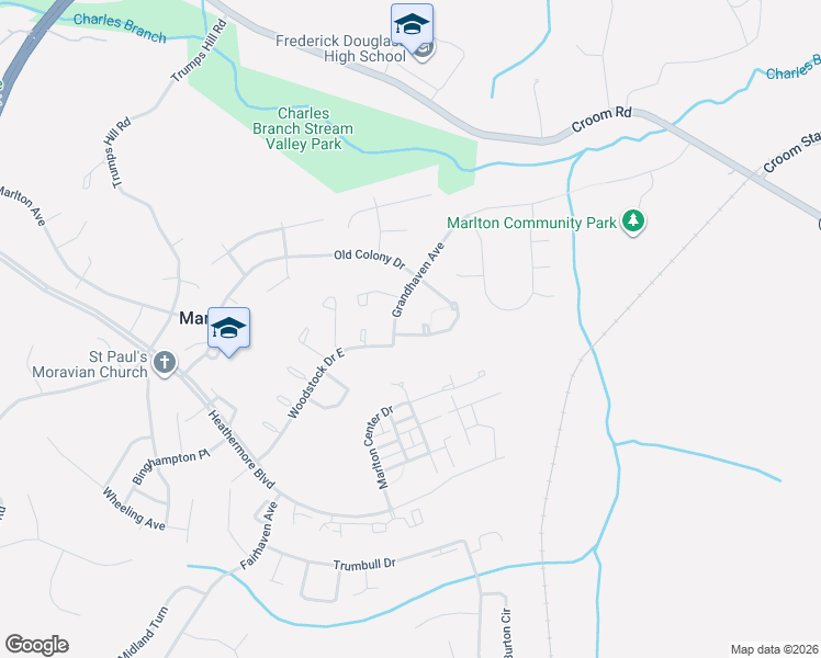 map of restaurants, bars, coffee shops, grocery stores, and more near 12467 Old Colony Drive in Upper Marlboro