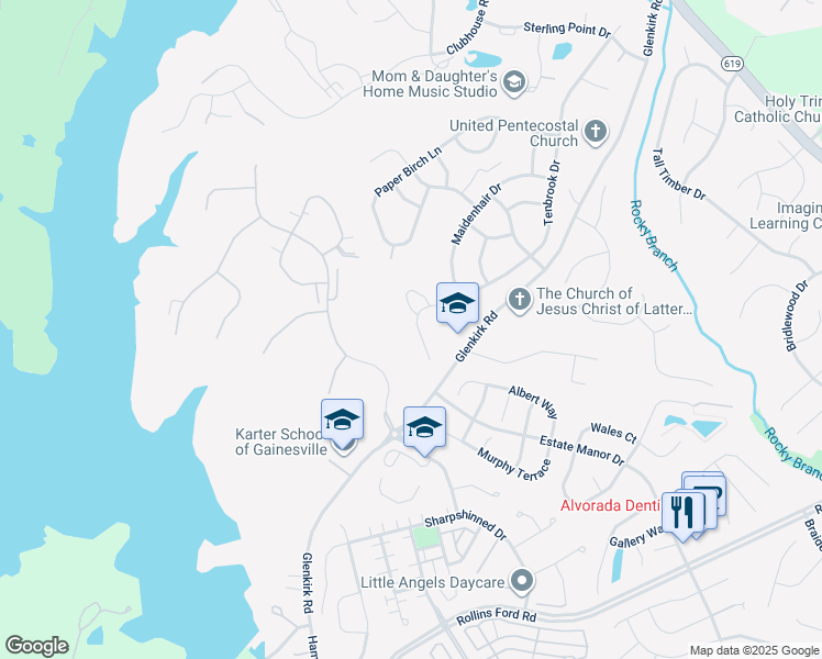 map of restaurants, bars, coffee shops, grocery stores, and more near 8368 Tenbrook Drive in Gainesville