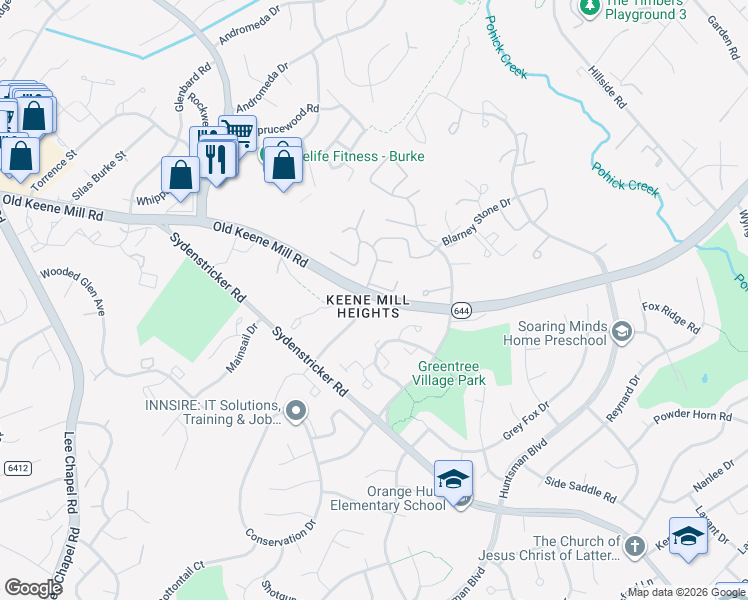 map of restaurants, bars, coffee shops, grocery stores, and more near 9105 Virginia 644 in Springfield