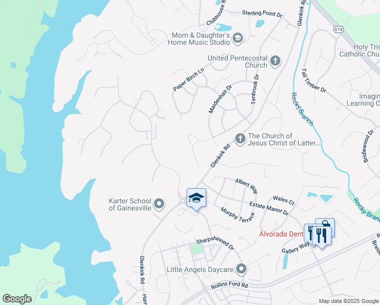 map of restaurants, bars, coffee shops, grocery stores, and more near 8368 Tenbrook Drive in Gainesville