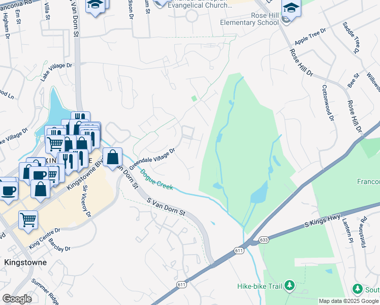 map of restaurants, bars, coffee shops, grocery stores, and more near 6709 Scottswood Street in Alexandria