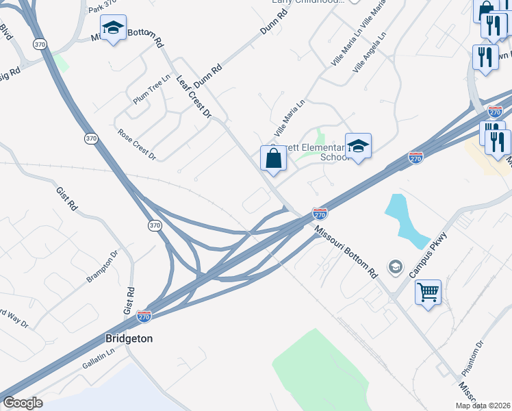 map of restaurants, bars, coffee shops, grocery stores, and more near 4838 Heritage Heights Circle in Hazelwood