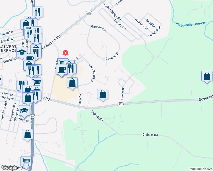 map of restaurants, bars, coffee shops, grocery stores, and more near 29568 Brant Court in Easton