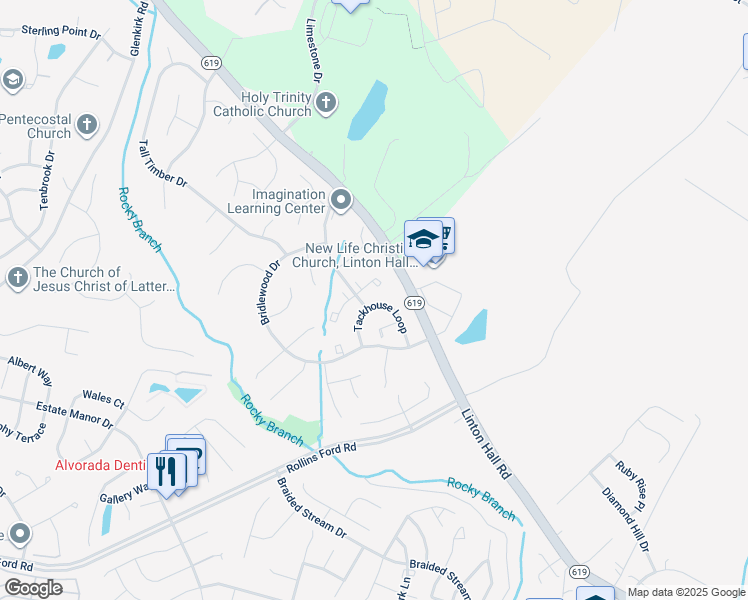 map of restaurants, bars, coffee shops, grocery stores, and more near 8464 Tackhouse Loop in Gainesville